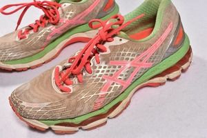Asics Womens Running Shoes Size 8 F581214 P White Pink and Turqoise